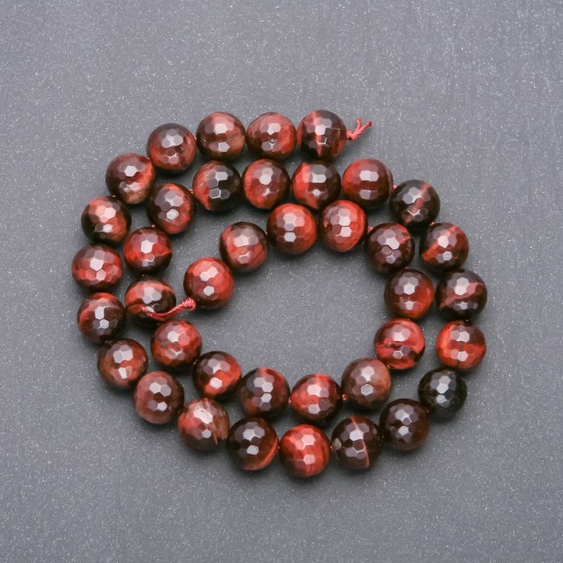 Tiger's Eye Beads Faceted Round 10mm, on a thread, 38cm length