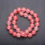 Rose Quartz Chalcedony Beads on Thread, Faceted Round 12 mm, 37 cm length