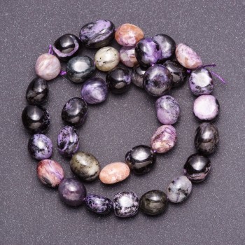 Charoite Faceted Beads on a Thread, natural stone beads, 11-14×9, 5-12, 5mm+/- thread length 39cm