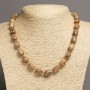 Necklace of Landscape Jasper natural stone "barrel" shape, diameter 10x14-15mm, length 48cm+