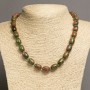 Jasper Unakit Bead Necklace "Barrel", 10x14 mm, length 49-46 cm+