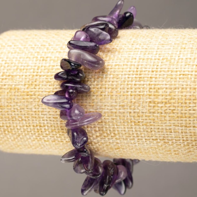 Bracelet Amethyst natural stone碎 shard "needle" Ø 10-18×4-7(±)mm, circumference 18cm (stretch)