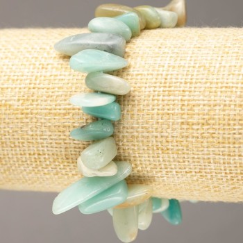 Elastic bracelet with natural amazonite chips, diameter 11-26×3-6mm, length 18cm +