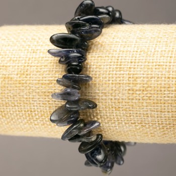 Elastic gemstone bracelet Iolite chip "needle", diameter 11-21x4-8 mm, length 18 cm +