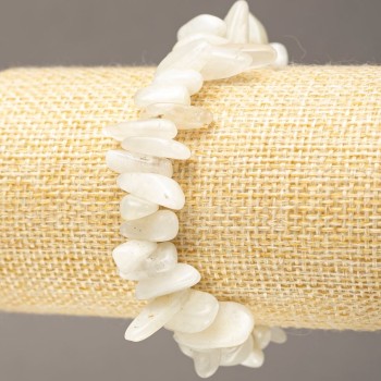 Bracelet made of natural adularia crushed bead "needle" on elastic  diam. 11-23×3-6(±)mm, length 18 cm