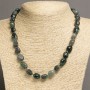 Moss Agate Beads, faceted, diameter 12x10mm, length 47-50+ cm