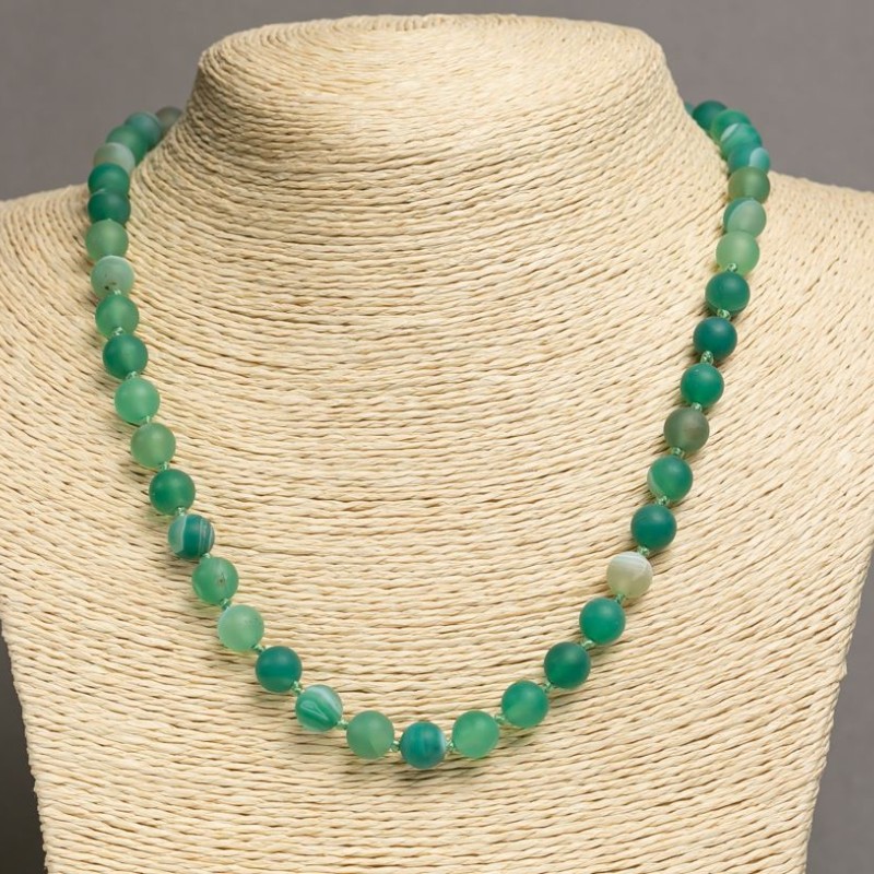 Green agate beads, matte, 8mm diameter, length 49-51cm
