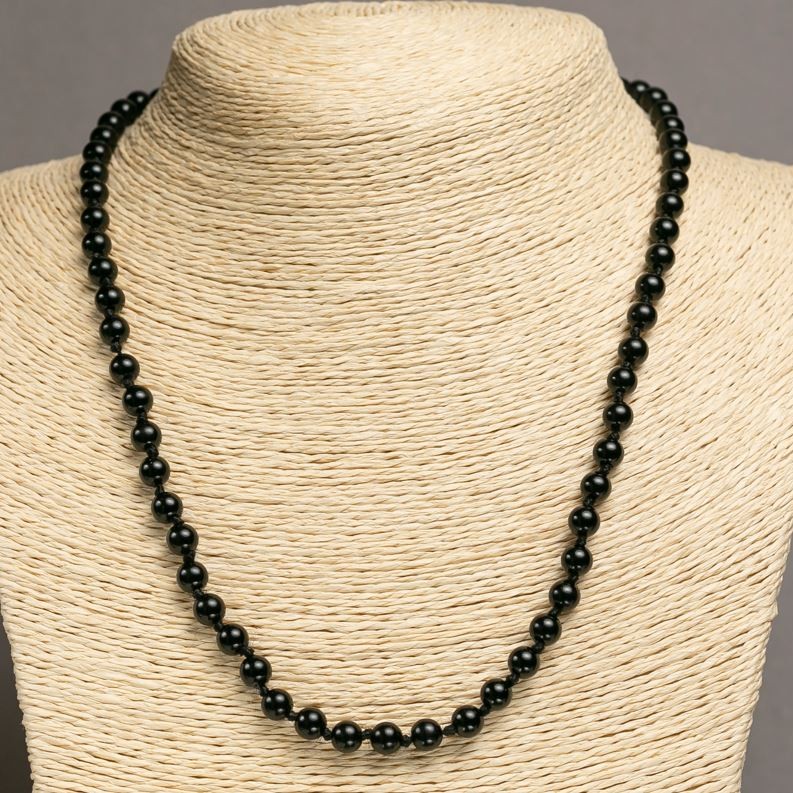 Agate Necklace, Smooth Round Beads, Diameter 6mm+-, Length 47-50cm+