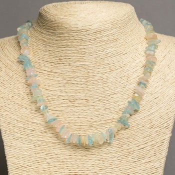 Morganite Necklace, natural stone nugget, 6–12×2–5 mm, length 44–46 cm +