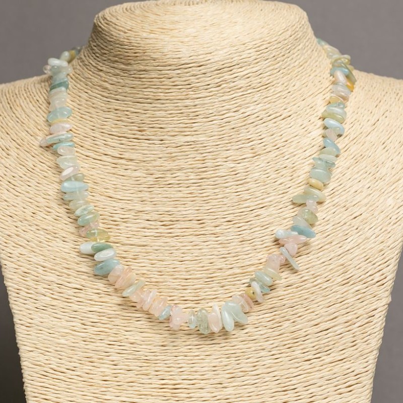 Morganite Necklace made of natural gemstone faceted beads, diameter 9x4mm, length 45-47cm +