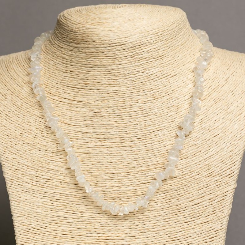 Necklace of natural adularia chips 8x3mm+, length 46-49cm+
