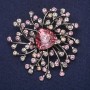 Brooch large Accent with crystals and stone, lilac grey, 56x58mm, silver metal