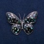 Brooch Butterfly Chalcedony and Black Enamel, Silver-Coloured Metal 40x55mm