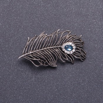 'Silver Feather' Brooch, Silver-Tone Metal 5x2.5cm