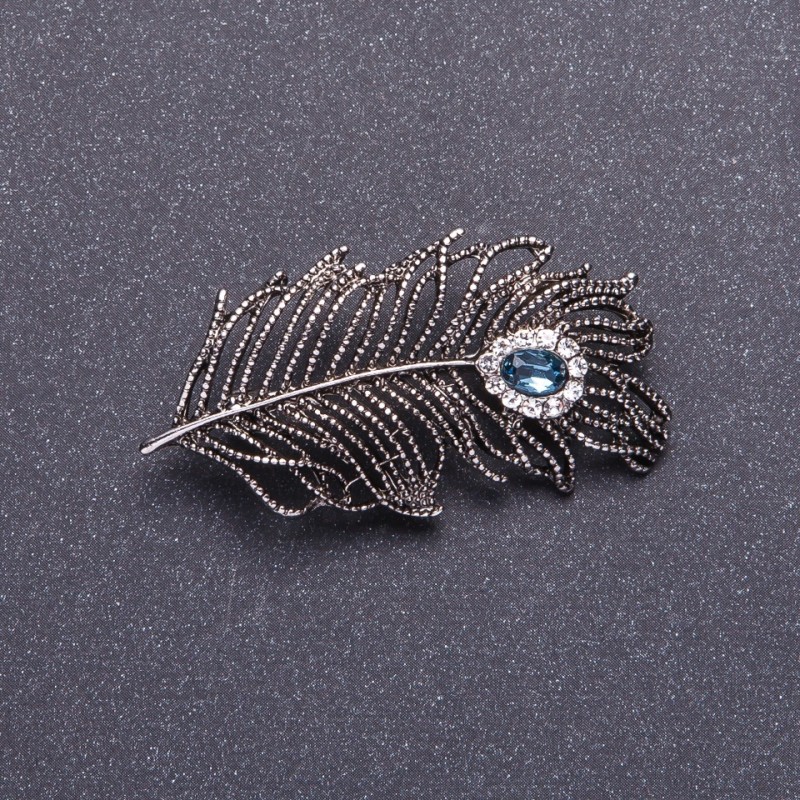 'Silver Feather' Brooch, Silver-Tone Metal 5x2.5cm