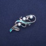 Brooch Branch with Mallorca Pearls and blue enamel, silver-tone metal 24x60mm