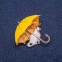 Brooch kitty under umbrella 43x44mm enamel