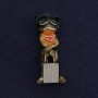 Brooch-Pendant Frog with Suitcase, Silver Metal, Brown Enamel 45x18mm +