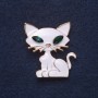 Brooch "Cat" white enamel metal colour gold 3.5×3 cm