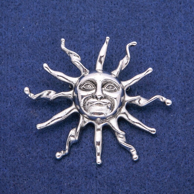 Brooch Pendant Sun 53x62mm, silver metal