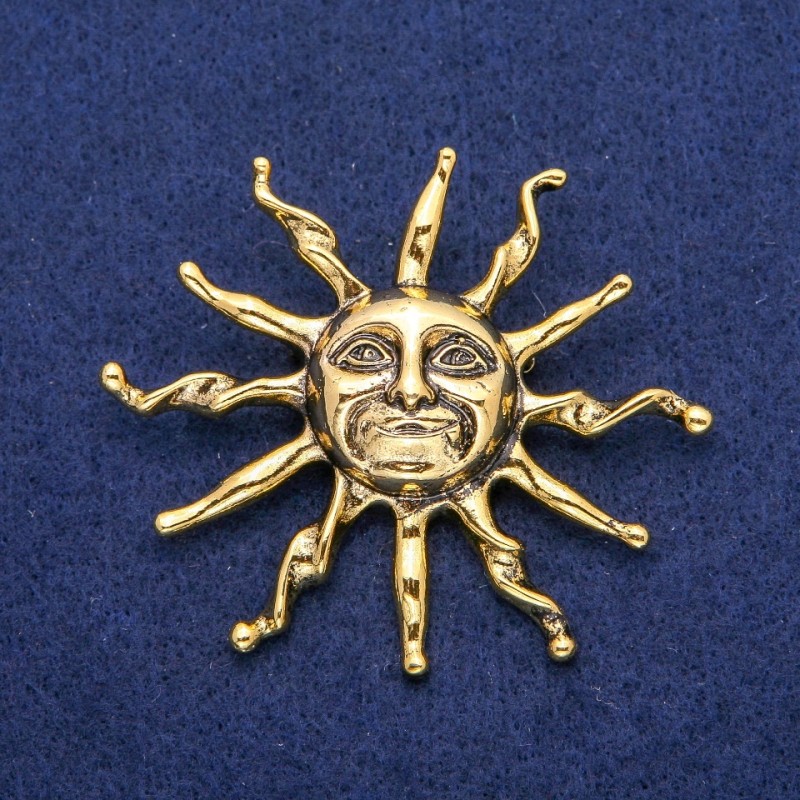 Brooch Pendant Sun 53×62mm, golden metal