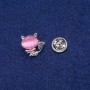 Cat Brooch with Cat's Eye Cabochon and Rhinestones 16x17mm, silver-tone metal