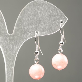 Earrings with Tourmaline stone (synthetic) smooth bead, diameter 10mm, length 32mm