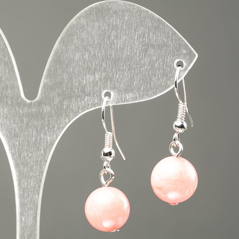 Earrings with Tourmaline stone (synthetic) smooth bead, diameter 10mm, length 32mm