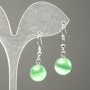 Natural Stone Earrings Green Cat's Eye, Diameter 10mm+/-, Length 31mm+