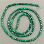 Natural stone seed beads on thread Cat's Eye green faceted cube 5×5mm (+-), length 39cm +