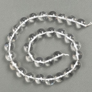 Crystal mountain beads on thread, smooth round bead, diameter 12mm, length 37cm