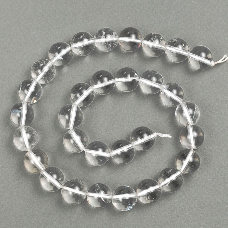 Crystal mountain beads on thread, smooth round bead, diameter 12mm, length 37cm