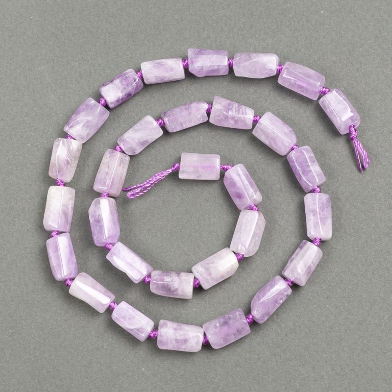 Amethyst Beads, faceted cylinder shape, diameter 13x7 mm, thread length 43 cm