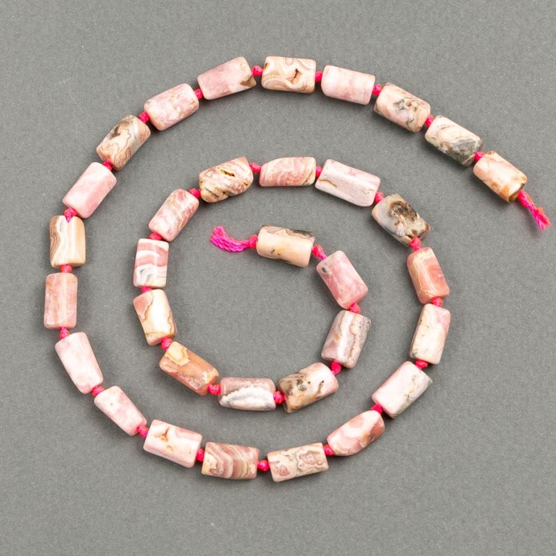 Rhodonite Beads, Cut, 12x6 mm, natural stone, approx. 40 cm length