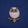 Owl Brooch with Abalone Mother-of-Pearl and Enamel 36x48mm, gold-tone metal