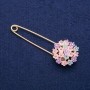 Brooch Pin 'Hydrangea' Multi-colour Crystals 29x78mm, Gold Tone Metal