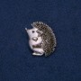 Brooch Pendant Hedgehog Silver-coloured Metal with Black Stone 37x30 mm +