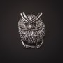 Brooch Owl with silver white crystals 3.5 cm