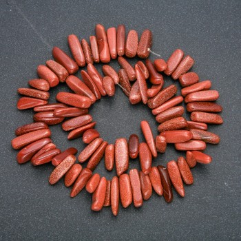 Aventurine Natural Stone Thread "Golden Sand" Needle-shaped Beads, 20x6mm, 40cm length +