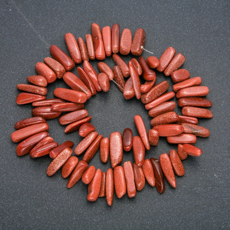 Aventurine Natural Stone Thread "Golden Sand" Needle-shaped Beads, 20x6mm, 40cm length +