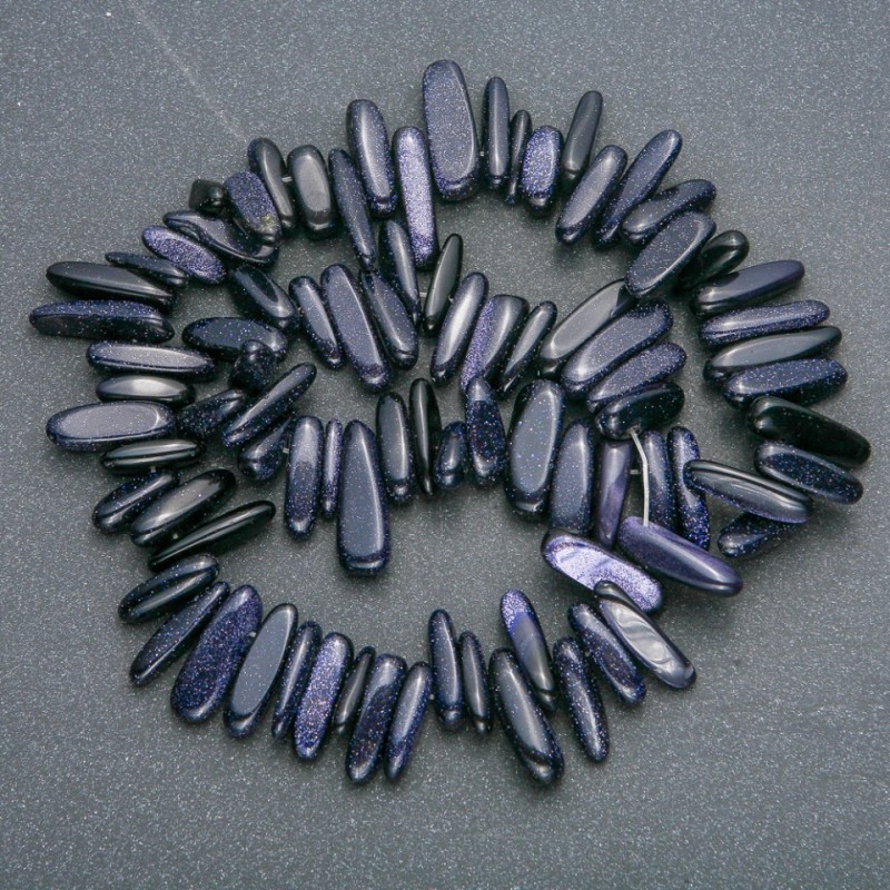 Natural Aventurine Neckline Night Kaïra Chip "Needle" bead 20x6mm diameter, 41cm +