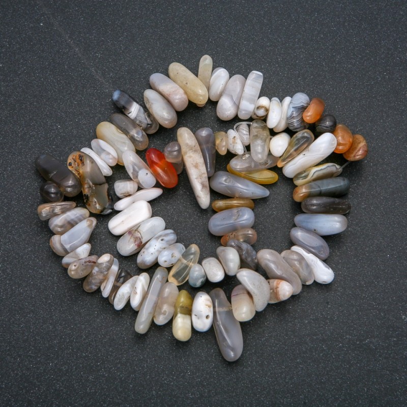 Botswana Agate Bead Thread "Needle" shape, diameter 20x7mm, length 41cm +