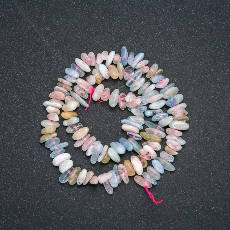 Morganite Bead Strand, Needle-shaped Chips, 12x6mm, 40cm length +