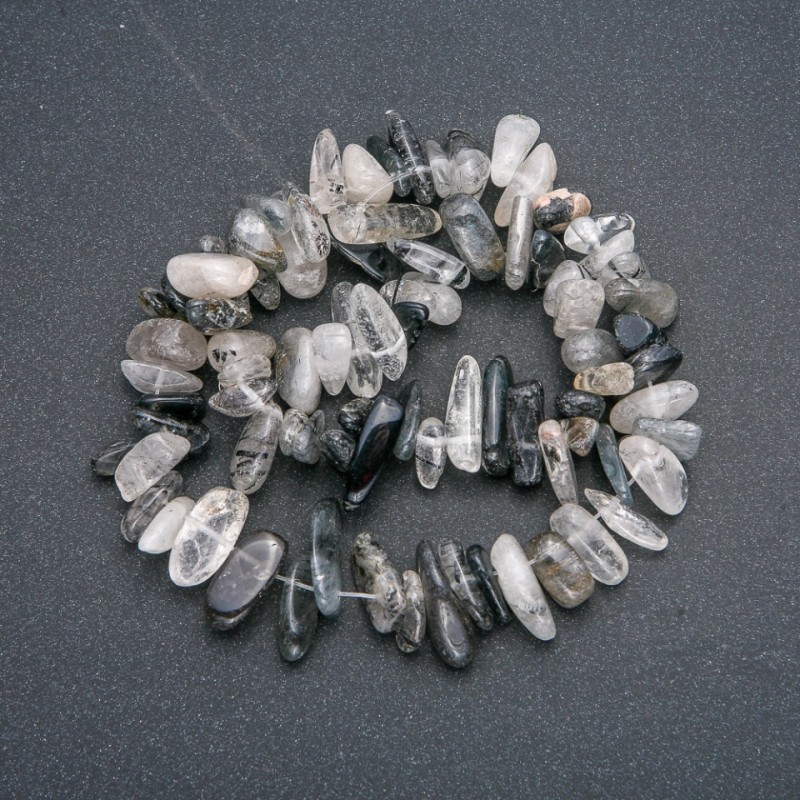 Rutilated Quartz Woolly (Hairy) Chip Bead Thread, 15x5mm, 41cm length +