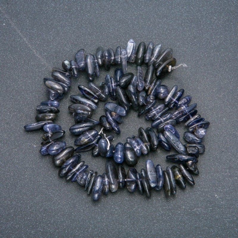 Iolite natural stone thread - aggregate "needle", diameter 15x5mm, length 40cm +