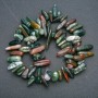 Green Jasper Nugget Bead Thread, Needle Shape, 18x6mm, length 40cm +