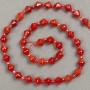 Carnelian Beads on Thread, Faceted Diamond-shaped 8x8mm, length 38cm +/- (seed bead insert 3x3mm)