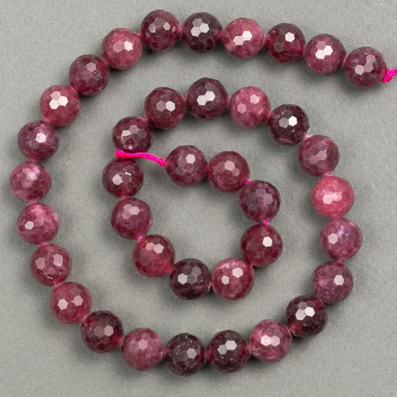 Natural Tourmaline beads, faceted round, diameter 10mm +/-, strand length 38cm +