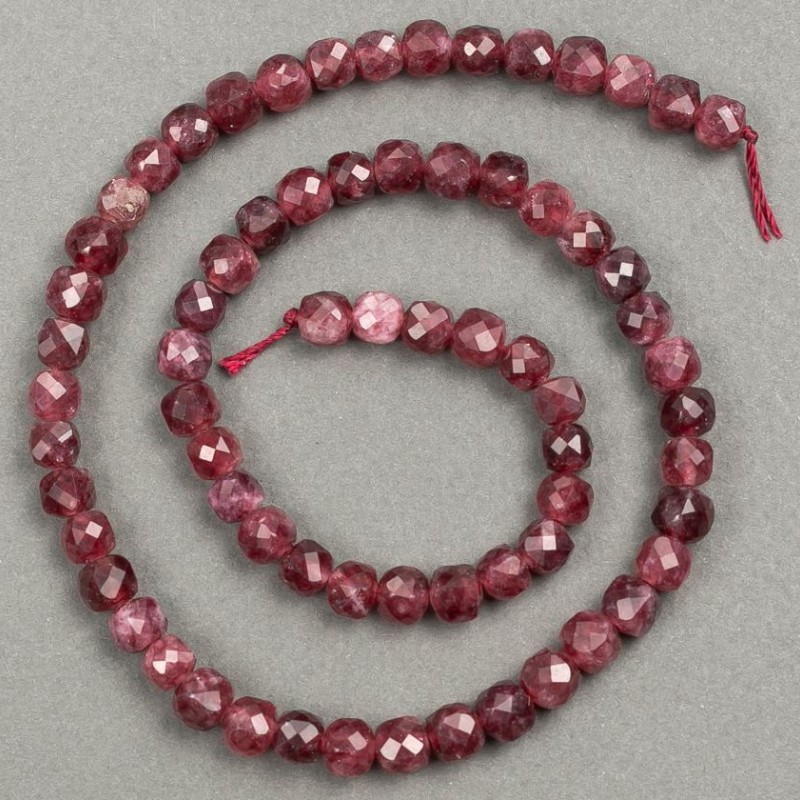 Natural gemstone tourmaline cube beads with faceted edges, 6x6mm, 38cm length +