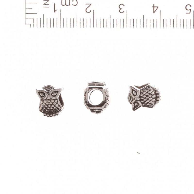 Pandora-Style "Owl" Bead 10x8mm, 5mm Hole, 20g Pack ±13pcs